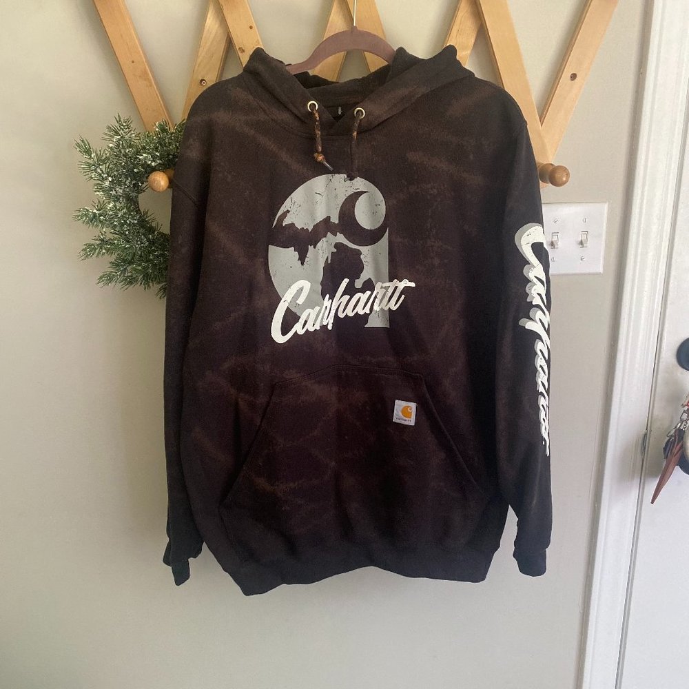 Hand Bleached Upcycled Carhartt Black Hoodie